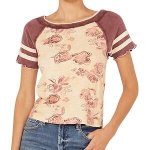 We The Free Women's Wish You Were Here Floral Print Short Sleeve Tee Small